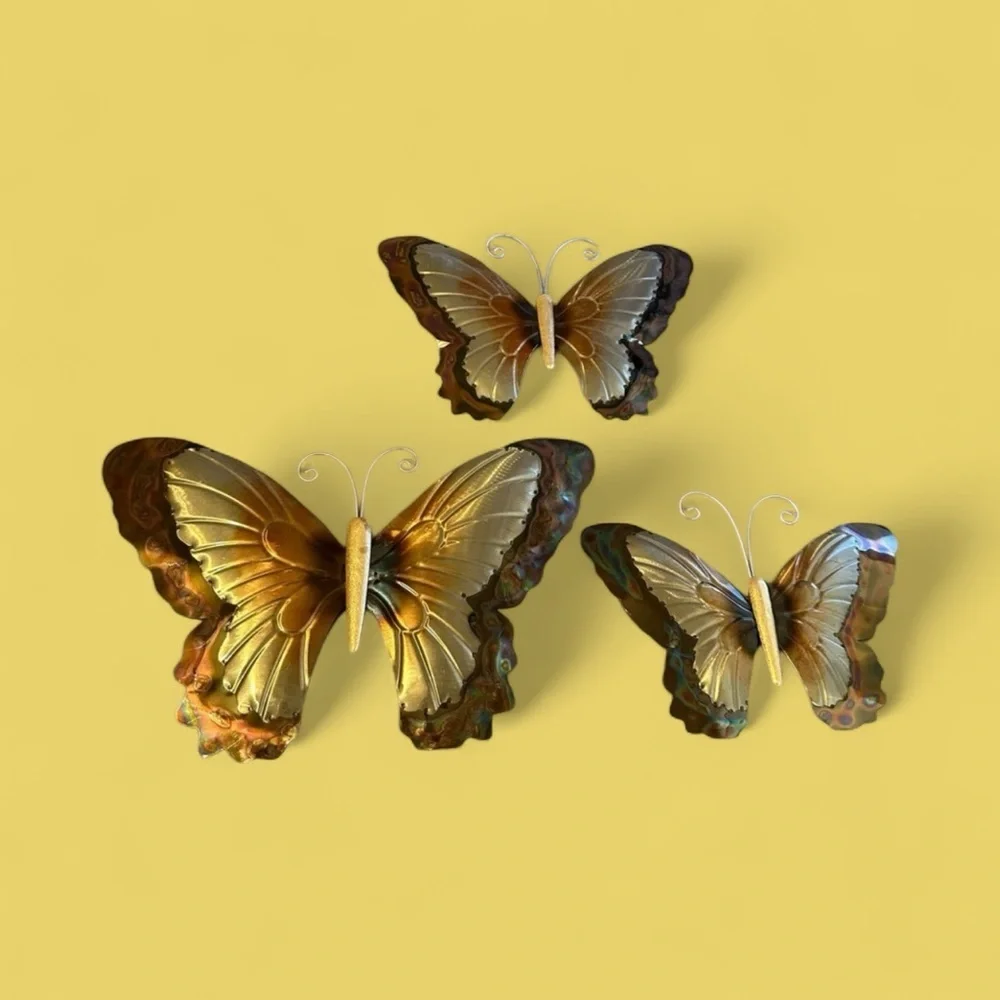 Elegant Metal Butterfly Wall Decor 3 Piece Set NWT